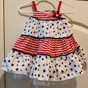 Little Me  Patriotic Dress 12m Red White Blue